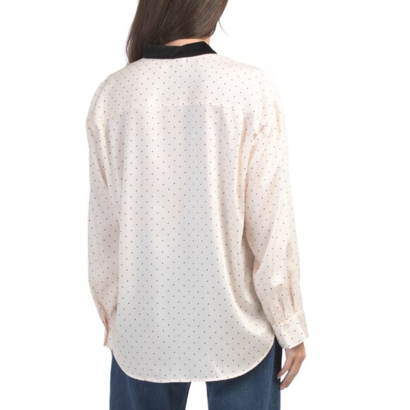 SANDRO Beige/Noir Polka Dot Long Sleeve Blouse - Picture 2 of 2